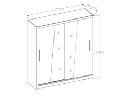 Armoire Coloris Chêne Collection BAHIA, 2 Portes Coulissantes Avec Miroirs, Penderie Intégrée 205cm -Fren Soldes Boutique armoire et dressing 15892375