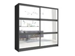 Armoire, Garde Robe NOFI Avec Miroirs Et Penderie Intégrée, Coloris Gris