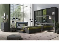 Armoire, Garde Robe NOFI Avec Miroirs Et Penderie Intégrée, Coloris Gris -Fren Soldes Boutique armoire et dressing 15893117