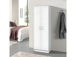 Armoire De Rangement, Collection STAN, 2 Portes, Coloris Blanc, Idéal Pour Votre Entrée, Salle De Bain Ou Buanderie.