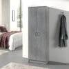 Armoire De Rangement, Collection STAN, 2 Portes, Coloris Gris, Idéal Pour Votre Entrée, Salle De Bain Ou Buanderie.