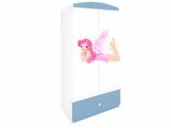 Armoire Enfant Fée Avec Des Ailes 2 Portes 1 Tiroir De Rangement - Bleu -Fren Soldes Boutique armoire et dressing 17566515