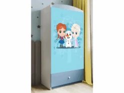 Armoire Enfant La Reine Des Neiges 2 Portes 1 Tiroir De Rangement - Bleu