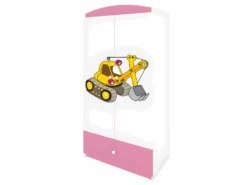 Armoire Enfant Pelleteuse 2 Portes 1 Tiroir De Rangement - Rose -Fren Soldes Boutique armoire et dressing 17567111