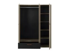 Armoire 3 Portes 1 Tiroir Chêne/Noir - ESTHER -Fren Soldes Boutique armoire et dressing 17632491