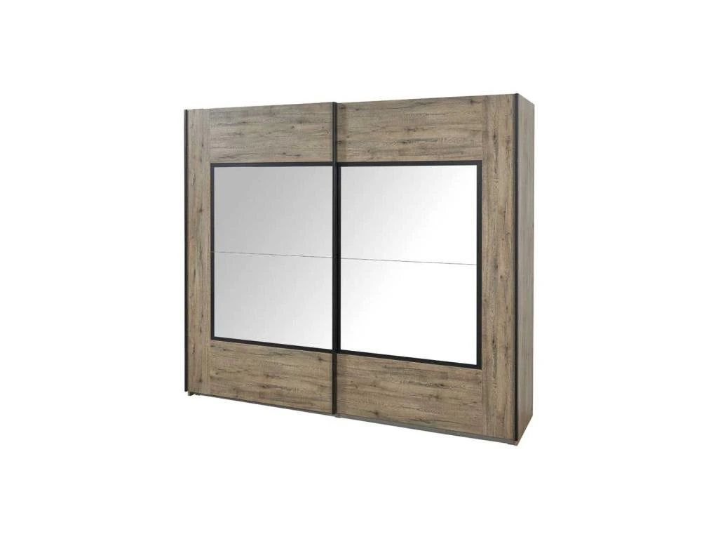 Armoire 2 Portes Coulissantes 245 Teinte Chêne Moyen - NIKITO 1 Armoire 2 Portes Coulissantes 245 Teinte Chêne Moyen - NIKITO