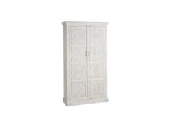 Armoire 2 Portes 3 étagères Bois/Blanc Taille M - LANPA
