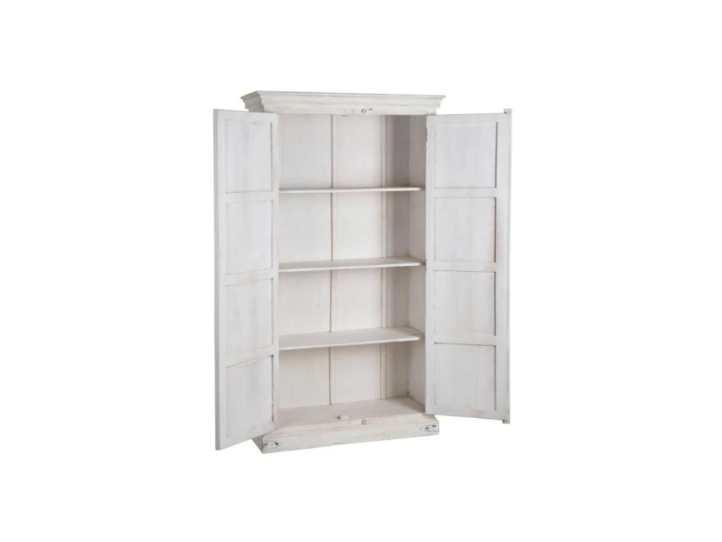 Armoire 2 Portes 3 étagères Bois/Blanc Taille M - LANPA 3 Armoire 2 Portes 3 étagères Bois/Blanc Taille M - LANPA – Image 3