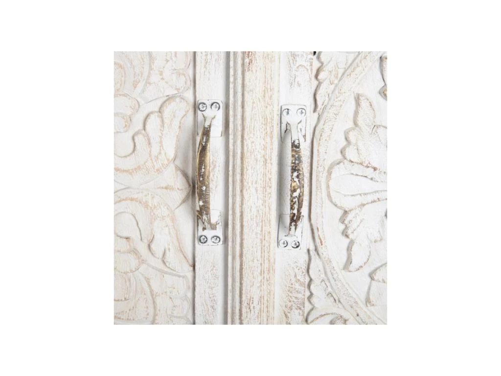 Armoire 2 Portes 3 étagères Bois/Blanc Taille M - LANPA 4 Armoire 2 Portes 3 étagères Bois/Blanc Taille M - LANPA – Image 4