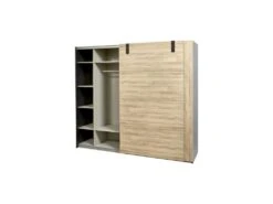 Armoire 2 Portes Coulissantes Chêne/Miroir - OUDONG N°2 -Fren Soldes Boutique armoire et dressing 17632659