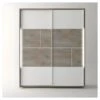 Armoire 2 Portes Coulissantes à LEDs Chêne Délavé/Blanc Mat - FLORINE
