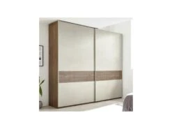 Armoire 2 Portes Coulissantes Noyer Foncé/Argile - ANIECE N°2 -Fren Soldes Boutique armoire et dressing 17632783