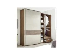 Armoire 2 Portes Coulissantes Noyer Foncé/Argile - ANIECE N°2 -Fren Soldes Boutique armoire et dressing 17632785