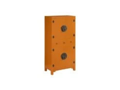 Armoire 4 Portes, 3 Tiroirs Orange Meuble Chinois - PEKIN