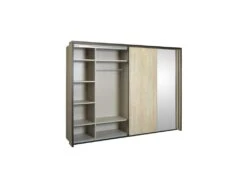 Armoire 2 Portes Coulissantes 245 Cm Chêne + LEDs - LOPEL 8 Armoire 2 Portes Coulissantes 245 Cm Chêne + LEDs - LOPEL -Fren Soldes Boutique armoire et dressing 17632831