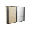 Armoire 217 Cm 2 Portes Coulissantes + Leds Chêne Naturel/Noir - ZEUS