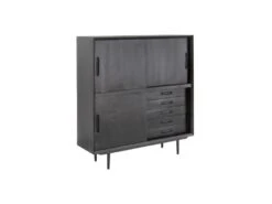 Armoire De Salon 3 Portes 5 Tiroirs Bois/Noir - ARTIC