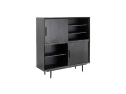 Armoire De Salon 3 Portes 5 Tiroirs Bois/Noir - ARTIC -Fren Soldes Boutique armoire et dressing 17637067