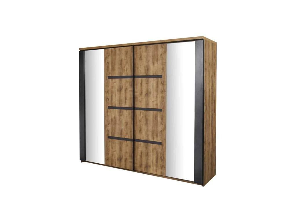 Armoire 2 Portes Coulissantes 245 Cm Bois Tropical - HADES 1 Armoire 2 Portes Coulissantes 245 Cm Bois Tropical - HADES