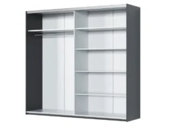 Armoire 2 Portes Coulissantes - Avec Miroir - L218 Cm - Anthracite - ALDORO -Fren Soldes Boutique armoire et dressing 19223647