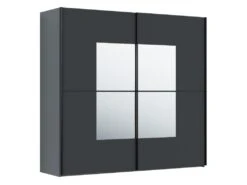 Armoire 2 Portes Coulissantes - Avec Miroir - L218 Cm - Anthracite - ALDORO -Fren Soldes Boutique armoire et dressing 19223659