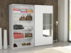 Armoire 2 Portes Coulissantes - Avec Miroir - L218 Cm - Blanc - ALDORO -Fren Soldes Boutique armoire et dressing 19224293