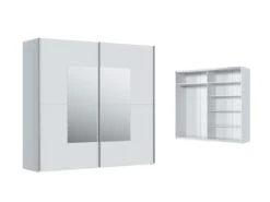 Armoire 2 Portes Coulissantes - Avec Miroir - L218 Cm - Blanc - ALDORO -Fren Soldes Boutique armoire et dressing 19224367