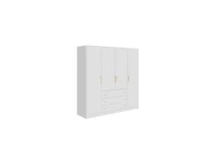 Armoire 4 Portes Et 3 Tiroirs - L196 Cm - Blanc - LIZANDRO -Fren Soldes Boutique armoire et dressing 19523347