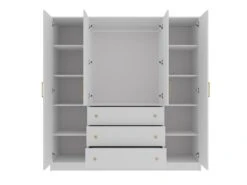 Armoire 4 Portes Et 3 Tiroirs - L196 Cm - Blanc - LIZANDRO -Fren Soldes Boutique armoire et dressing 19523373