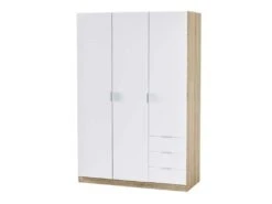 Armoire 3 Portes 3 Tiroirs Blanc/Chêne Clair - TAKAROS - L 121 X L 52 X H 180 Cm 9 Armoire 3 Portes 3 Tiroirs Blanc/Chêne Clair - TAKAROS - L 121 X L 52 X H 180 Cm -Fren Soldes Boutique armoire et dressing 19721249