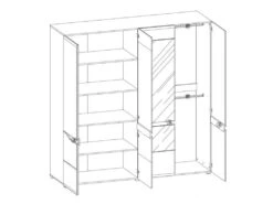 Armoire 4 Portes Battantes Blanc/Chêne à LED - ONIEL - L 198 X L 56 X H 201 Cm -Fren Soldes Boutique armoire et dressing 19721285