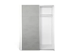 Armoire 2 Portes Coulissantes Blanc/Béton Ciré Clair - SPARTAN - L 150 X L 60 X H 200 Cm -Fren Soldes Boutique armoire et dressing 19721309