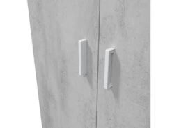 Armoire Haute 2 Portes Battantes Blanc/Béton - SIMINTI - L 80 X L 37 X H 182 Cm -Fren Soldes Boutique armoire et dressing 19721523