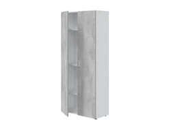 Armoire Haute 2 Portes Battantes Blanc/Béton - SIMINTI - L 80 X L 37 X H 182 Cm -Fren Soldes Boutique armoire et dressing 19721527
