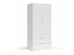 Armoire 2 Portes Et 2 Tiroirs Blanc - WAO - L 81.5 X L 52 X H 180 Cm -Fren Soldes Boutique armoire et dressing 19721537