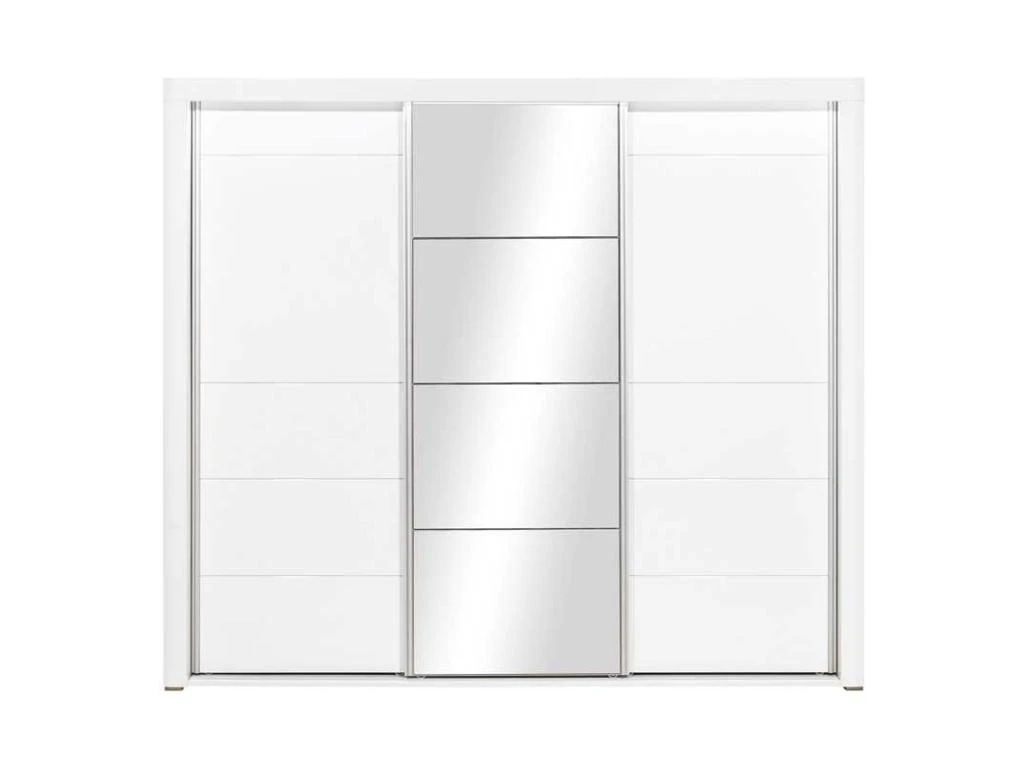 Armoire 3 Portes Coulissantes Blanc Brillant à LED - KIELE - L 235 X L 62 X H 210 Cm 2 Armoire 3 Portes Coulissantes Blanc Brillant à LED - KIELE - L 235 X L 62 X H 210 Cm – Image 2