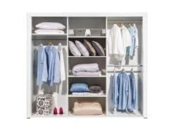 Armoire 3 Portes Coulissantes Blanc Brillant à LED - KIELE - L 235 X L 62 X H 210 Cm 6 Armoire 3 Portes Coulissantes Blanc Brillant à LED - KIELE - L 235 X L 62 X H 210 Cm -Fren Soldes Boutique armoire et dressing 19721543