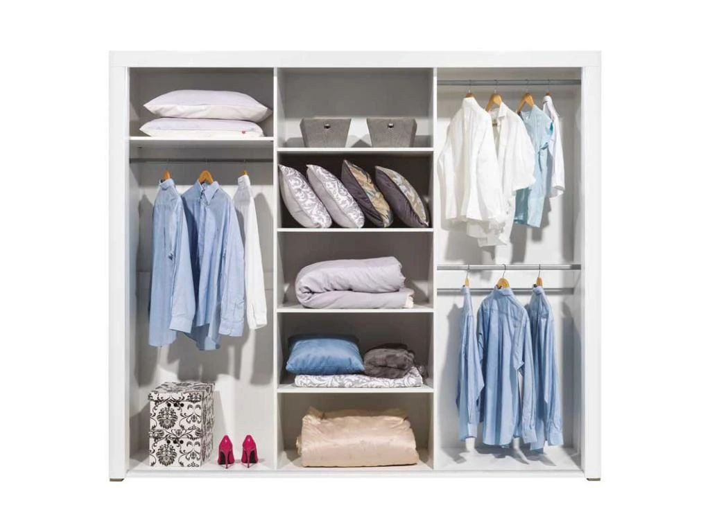 Armoire 3 Portes Coulissantes Blanc Brillant à LED - KIELE - L 235 X L 62 X H 210 Cm 3 Armoire 3 Portes Coulissantes Blanc Brillant à LED - KIELE - L 235 X L 62 X H 210 Cm – Image 3