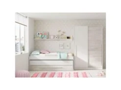 Armoire 2 Portes Coulissantes Blanc - PANDA - L 120 X L 50 X H 200 Cm -Fren Soldes Boutique armoire et dressing 19721559