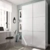 Armoire Coulissante 2 Portes Blanc - RAFU - L 120 X L 50 X H 200 Cm