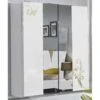 Armoire 2 Portes Coulissantes Laqué Blanc Brillant / Or - SEBORGA - L 182 X L 63 X H 210 Cm
