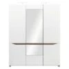 Armoire 3 Portes Battantes Blanc/Chêne à LED - ONIEL - L 161 X L 56 X H 201 Cm