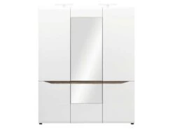 Armoire 3 Portes Battantes Blanc/ChĂȘne Ă LED - ONIEL - L 161 X L 56 X H 201 Cm