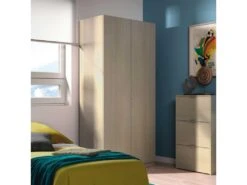 Armoire 2 Portes Battantes Chêne Clair - LUCIA - L 81.5 X L 52 X H 180 Cm