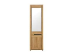 Armoire 2 Portes Miroir ChĂȘne/Gris - CRACOVIE - L 58 X L 37 X H 193.5 Cm