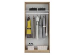 Armoire Coulissante 2 Portes Chêne - RAFA - L 100 X L 50 X H 200 Cm -Fren Soldes Boutique armoire et dressing 19721827