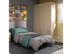 Armoire 3 Portes 3 Tiroirs Chêne - TAKAROS - L 121 X L 52 X H 180 Cm