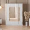 Armoire 4 Portes Battantes Blanc Brillant/Or - NAHESA - L 162 X L 53 X H 212 Cm
