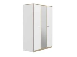 Armoire 3 Portes 1 Miroir Blanc/ChĂȘne Blond - MAILLE