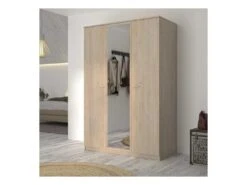 Armoire 3 Portes 1 Miroir ChĂȘne Blond - MAILLE